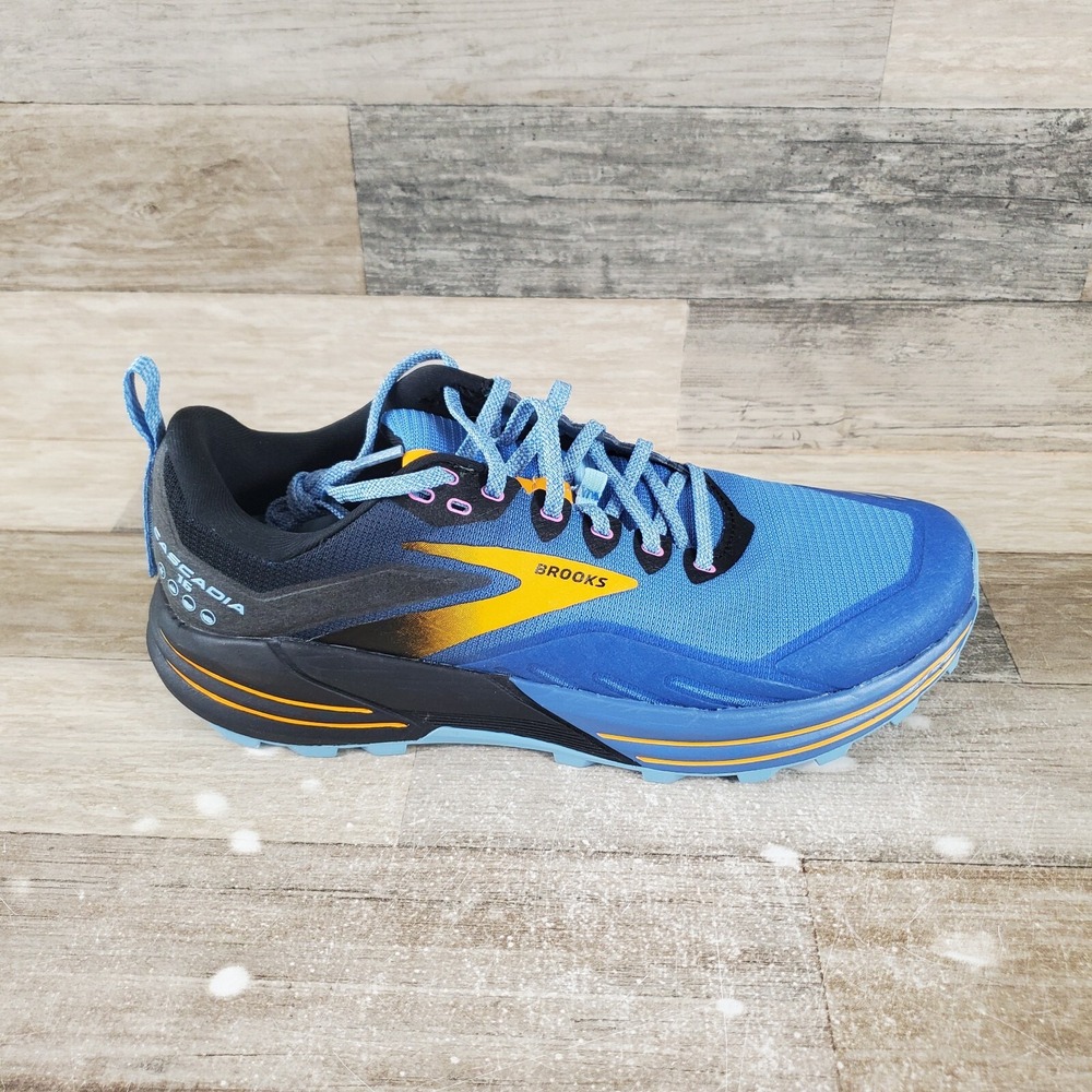 Brooks Cascadia 16 Womens Shoes Sz 11.5 B Running Blue Black Yellow Sneakers